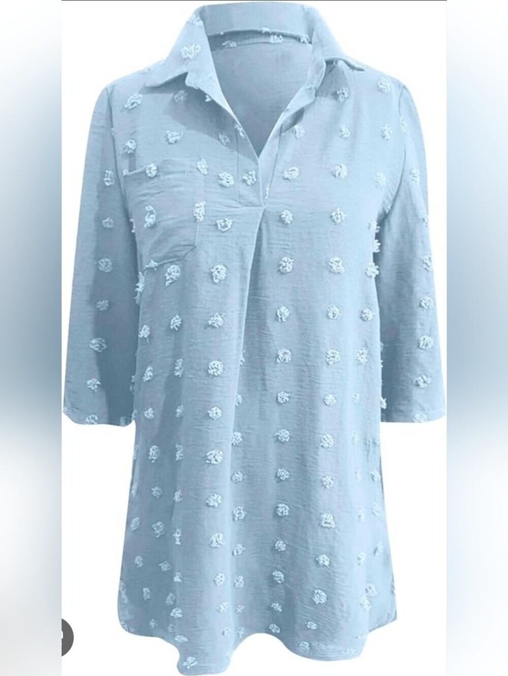 Light Blue Embroidered Blouse Small